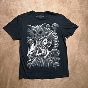 Vampire Freaks Alice in Wonderland Horror Goth Art T-Shirt Black Short Sleeve